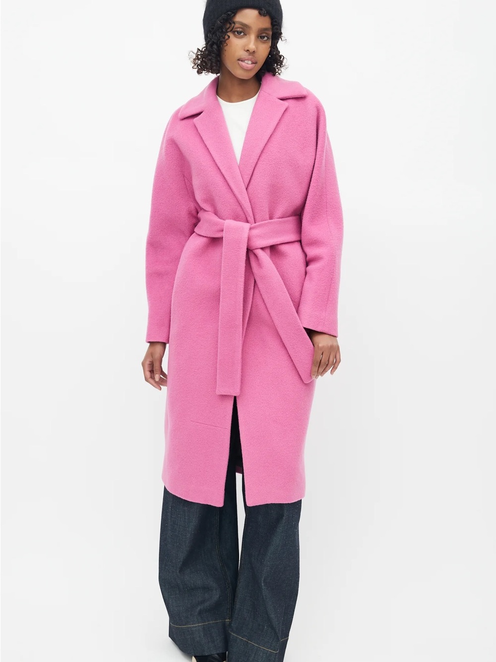 Pink Belted Wool-Blend Wrap Coat Malene Birger
